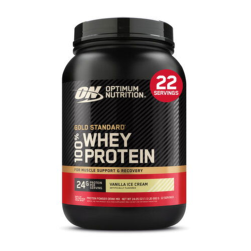 Optimum Nutrition Gold Standard 100% Whey Protein Powder, Vanilla Ice Cream, 22 Servings