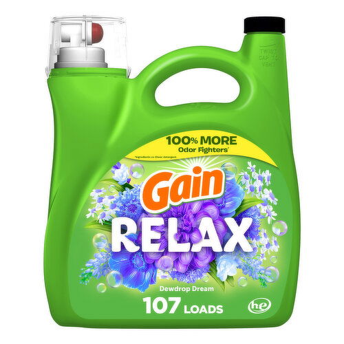 Gain Liquid Laundry Detergent, Relax, Dewdrop Dream, 107 loads