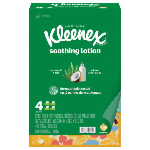 Kleenex Tissues, Coconut + Aloe, 3-Ply