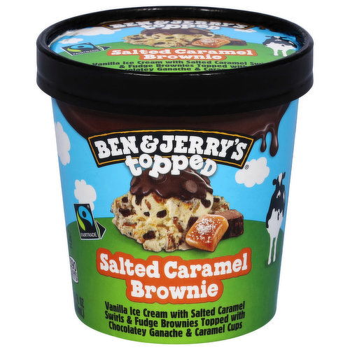 Ben & Jerry's Ice Cream, Salted Caramel Brownie, Topped