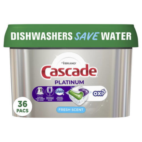 Cascade Platinum + Oxi Dishwasher Pods, Fresh