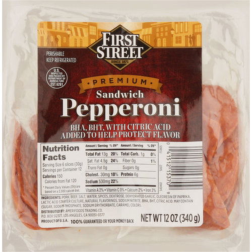 First Street Sandwich Pepperoni, Premium