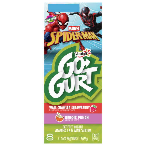 Go-Gurt Fat Free Marvel Spider-Man Wall Crawler Strawberry/Heroic Punch Yogurt Image 1 of 5