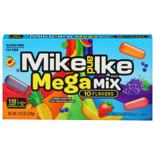 Mike and Ike Fruit Flavored Candy, 10 Flavors, Mega Mix