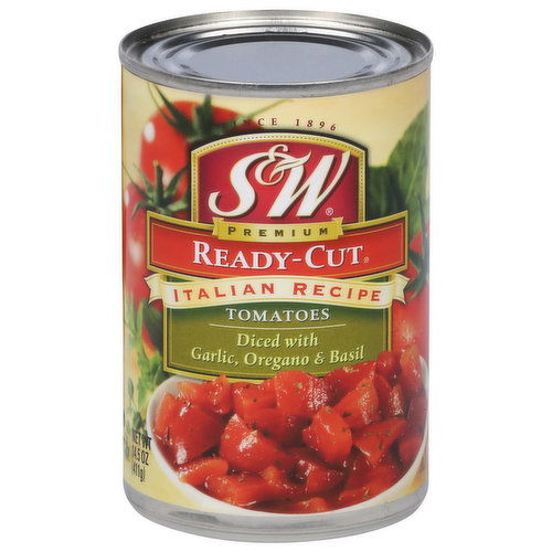 S&W Diced Tomatoes, Italian Recipe, Ready Cut