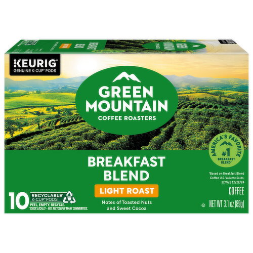 Green Mountain Coffee Roasters K-Cup Pods Light Roast Breakfast Blend Coffee Image 1 of 5
