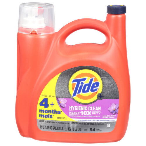 Tide + Detergent, Spring Meadow, Hygienic Clean, Heavy 10X Duty