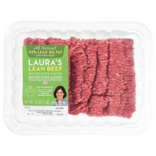 Laura's Lean Beef All Natural 92%/8% Ground Beef