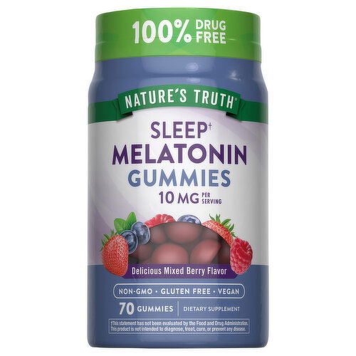 Nature's Truth Sleep Melatonin, 10 mg, Gummies, Delicious Mixed Berry Flavor