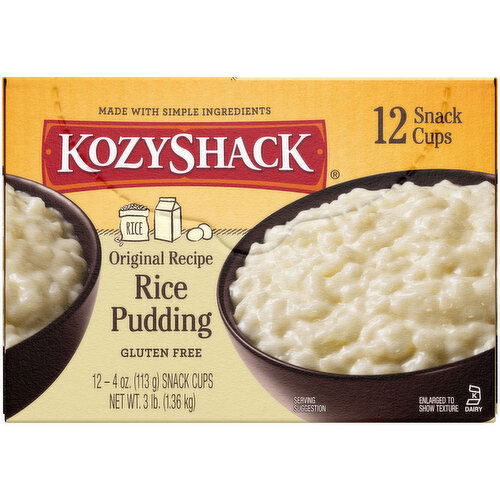 Kozy Shack Rice Pudding Snack Cups, Original Recipe, Gluten Free Dessert