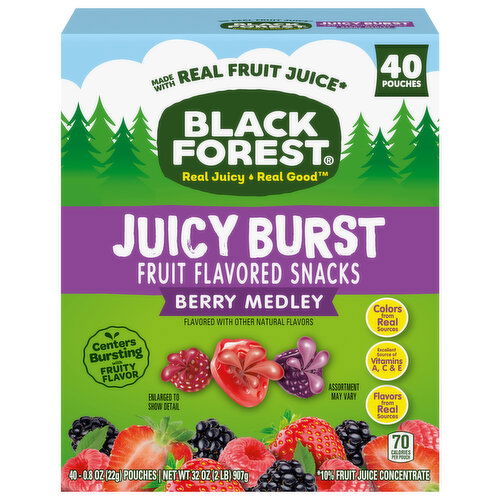 Black Forest Fruit Flavored Snacks, Juicy Burst, Berry Medley