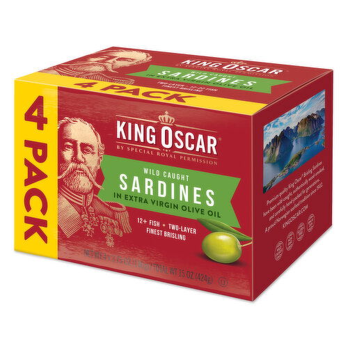 King Oscar Sardines 2-Layer in Olive Oil Cluster Pack 4