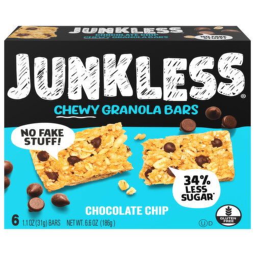 Junkless Granola Bars, Chewy, Chocolate Chip