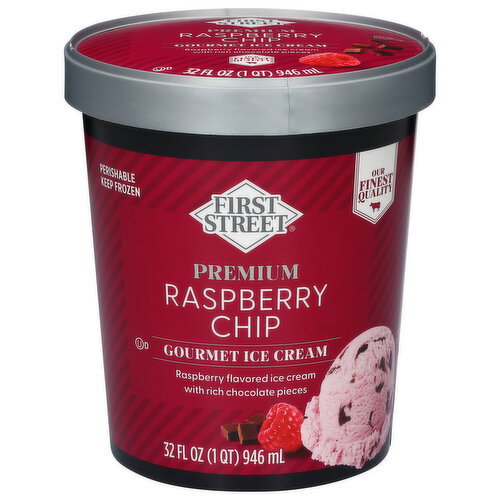 First Street Premium Raspberry Chip Gourmet Ice Cream