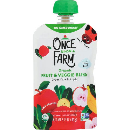 Once Upon a Farm Fruit & Veggie Blend, Organic, Green Kale & Apples