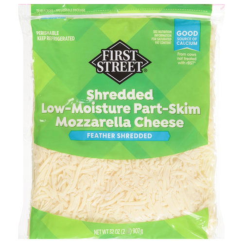 First Street Shredded Cheese, Feather, Part-Skim, Mozzarella, Low-Moisture