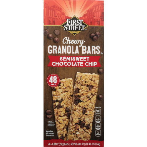 First Street Granola Bars, Semisweet Chocolate Chip, Chewy