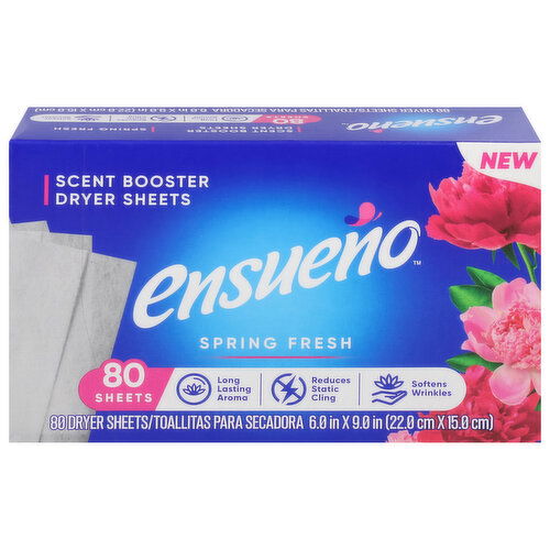 Ensueno Dryer Sheets, Scent Booster, Spring Fresh