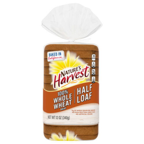 Nature's Harvest Half Loaf 100% Whole Wheat Bread