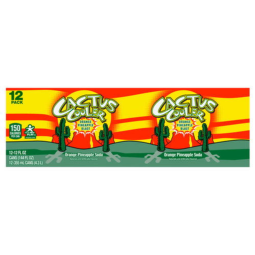 Cactus Cooler Soda, Orange Pineapple Blast, 12 Pack