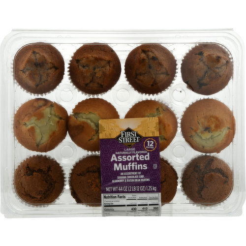 First Street Muffins, Assorted, Large