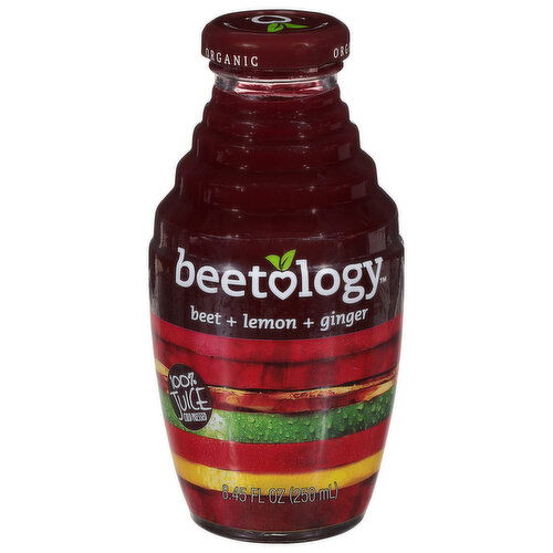 Beetology 100% Juice, Beet + Lemon + Ginger, Cold Pressed, Organic