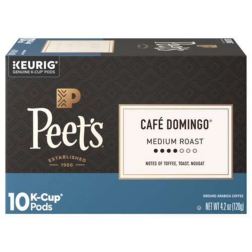 Peet's K-Cup Pods Ground Medium Roast Cafe Domingo Coffee