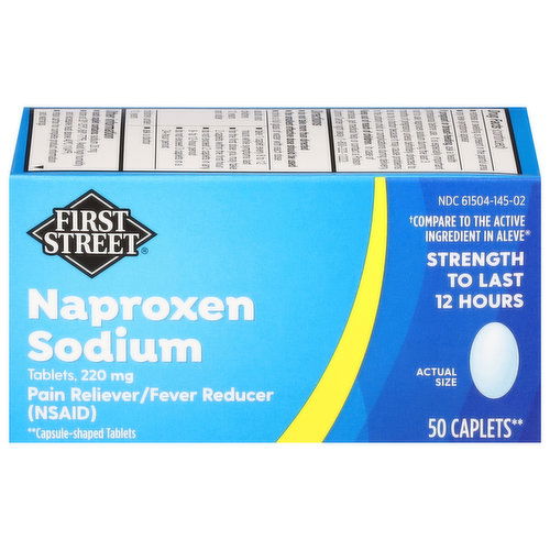 First Street Naproxen Sodium, 220 mg, Caplets