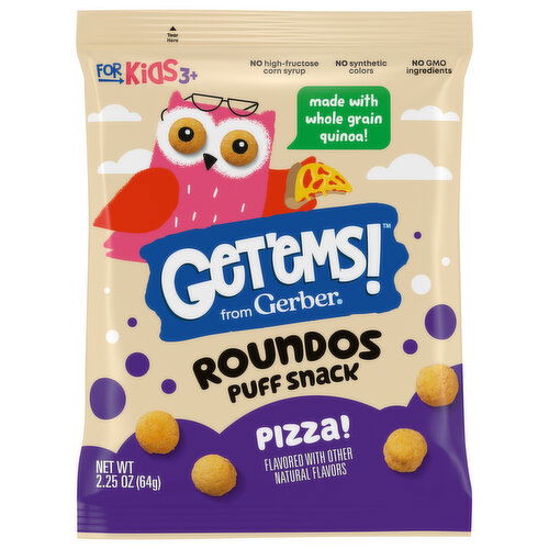 Gerber Puff Snack, Roundos, for Kids 3+, Pizza