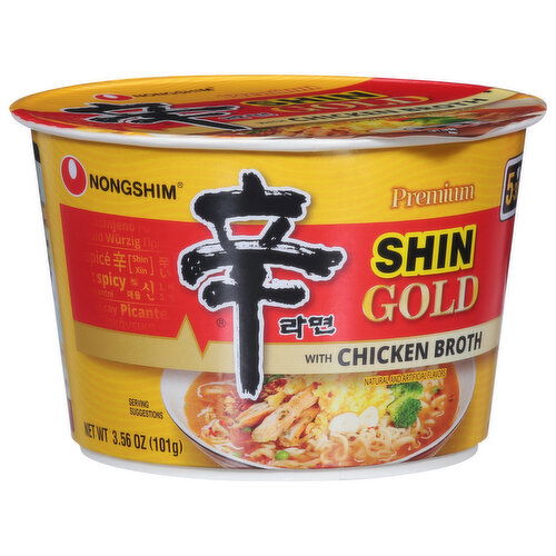 Nongshim Ramyun Noodles, with Chicken Broth, Premium, Shin Gold