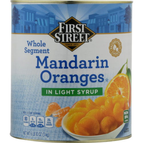 First Street Mandarin Oranges, In Lightly Syrup, Whole Segment