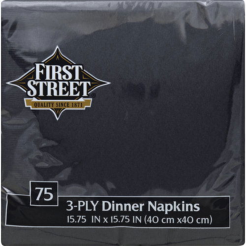 First Street Dinner Napkins, Black Velvet, 3-Ply