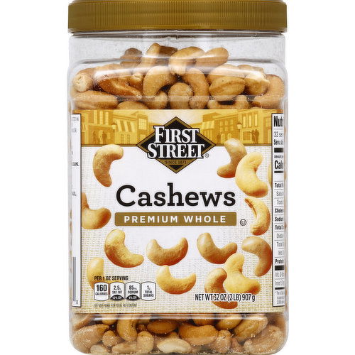 First Street Cashews, Whole, Premium