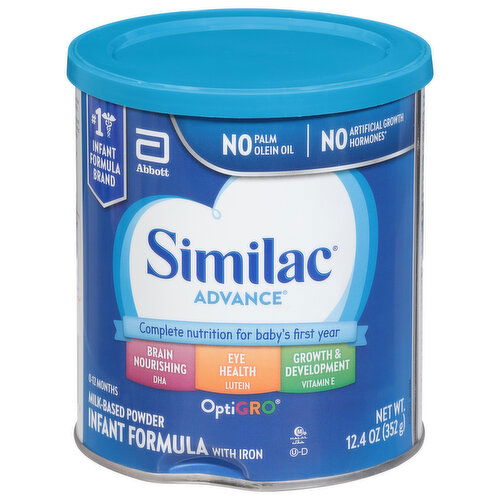 Similac Infant Formula with Iron, Milk-Based Powder, OptiGro, 0-12 Months