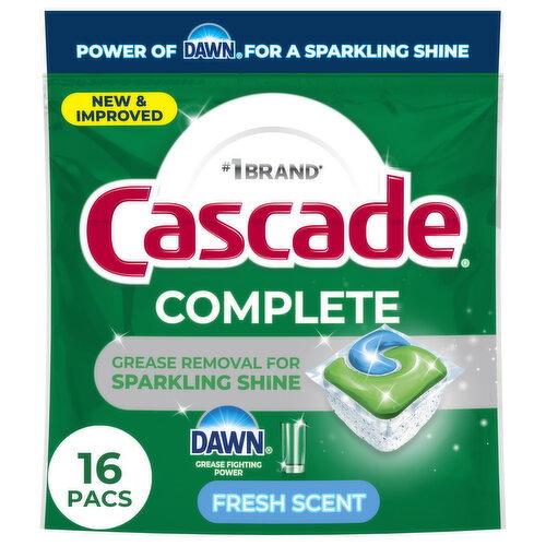 Cascade Cascade Complete Dishwasher Detergent Fresh, 16ct Image 1 of 6