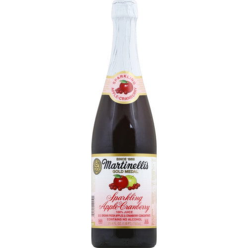 Martinelli's 100% Juice, Sparkling, Apple-Cranberry