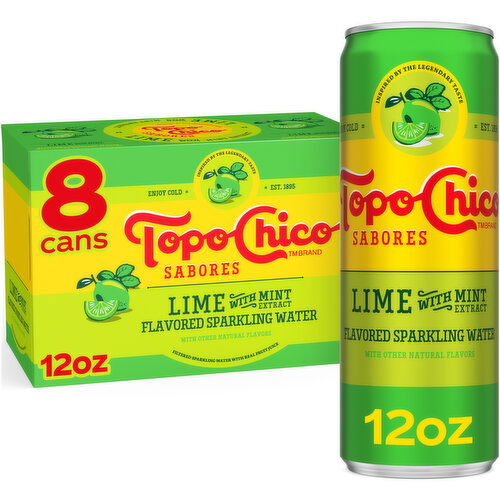Topo Chico Sabores Lime With Mint Extract Flavored Sparkling Water Portable Cans