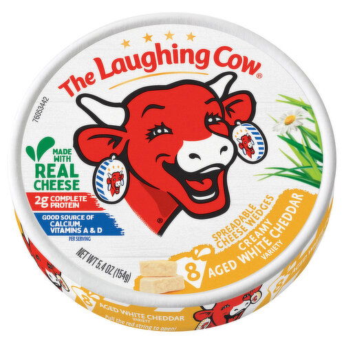 The Laughing Cow Cheese Wedges, Aged White Cheddar, Creamy, Spreadable