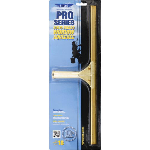 Ettore Window Squeegee, Solid Brass, Size 18