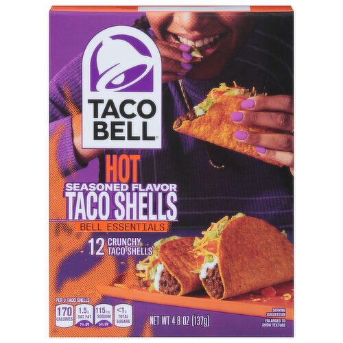 Taco Bell Taco Shells, Hot, Seasoned Flavor, Crunchy