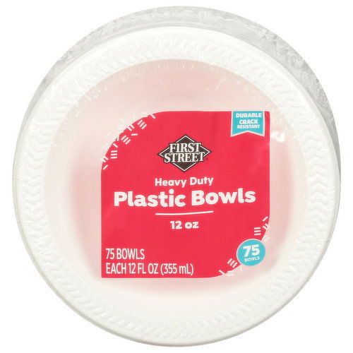 First Street Plastic Bowls, Heavy Duty, 12 Ounce