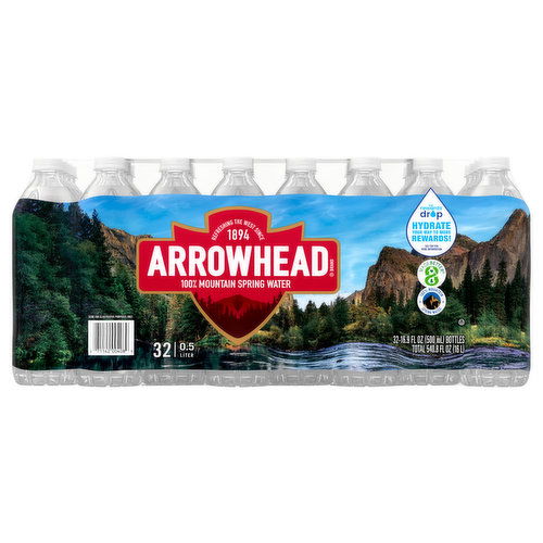 Arrowhead Spring Water, 100% Mountain, 0.5 Liter