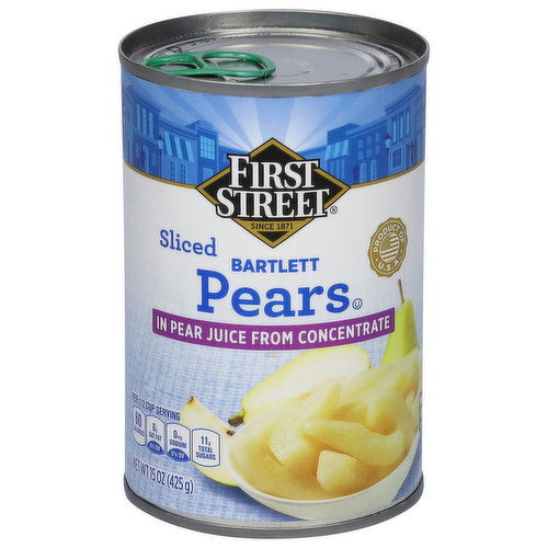 First Street Pears, Sliced, Bartlett