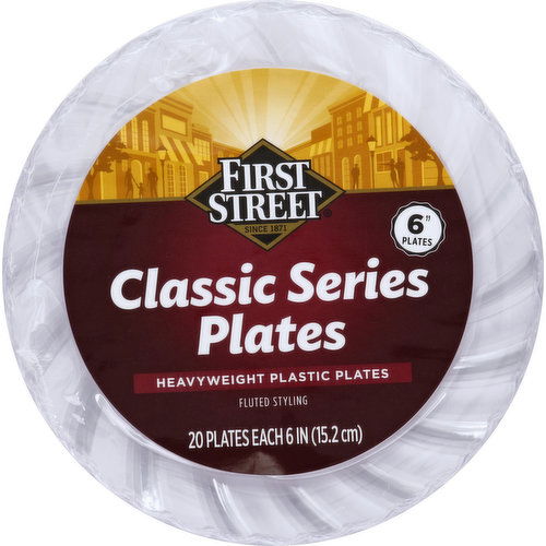 First Street Plates, Classic Series, Heavyweight Plastic, Fluted Styling, 6 Inch