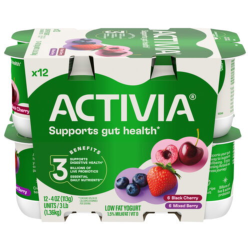 Activia Black Cherry & Mixed Berry Probiotic Low Fat Yogurt