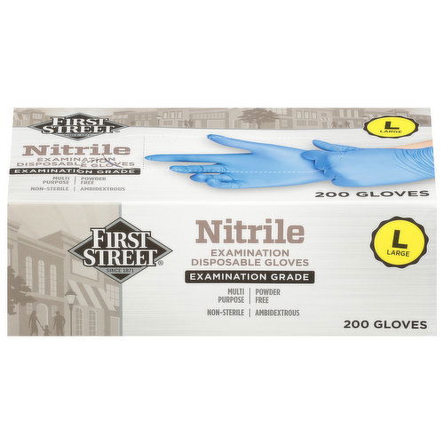 First Street Gloves, Disposable, Examination, Nitrile, Large