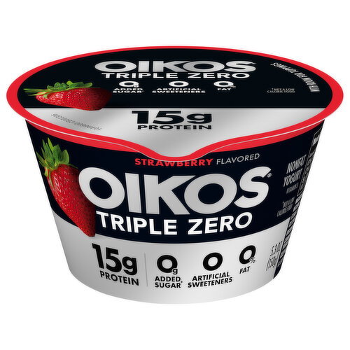 Oikos Triple Zero Strawberry High Protein Nonfat Greek Yogurt