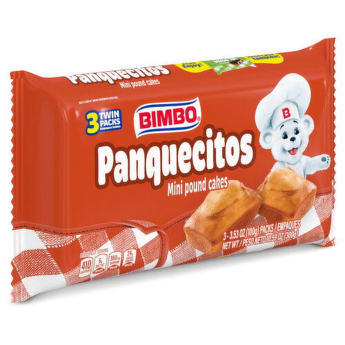 Bimbo Plain Mini Pound Cakes, Club Pack, 3 twin packs, 10.59 oz