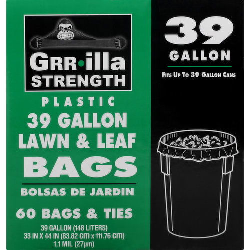 Grrilla Strength Bags, Lawn & Leaf, Plastic, 39 Gallon