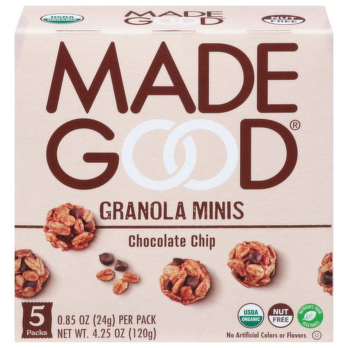 MadeGood Granola Minis, Chocolate Chip, 5 Pack